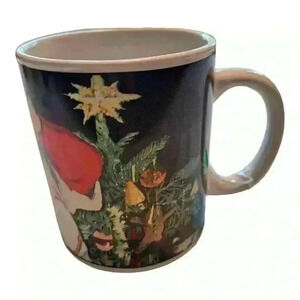 Coca Cola Sakura Stoneware Coffee Mug Christmas Holiday Santa Claus Holiday Tree